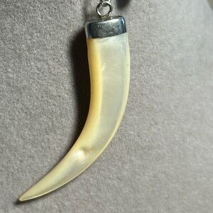 Mother of Pearl Horn Tusk Pendant Only 2.25” long silver Top tested Sterling